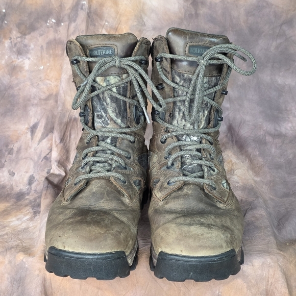 Wolverine Hunting Boots Dark Brown Leather Camo Accents Lace Up Mens 8.5 main image 5